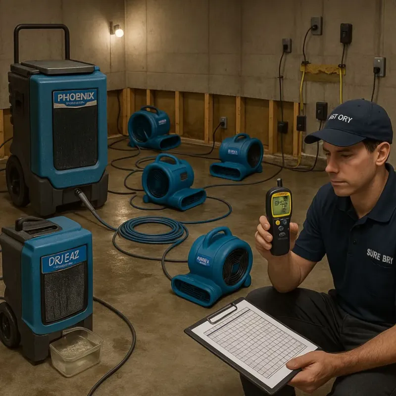 Structural Drying and Dehumidification process in La Puente, CA